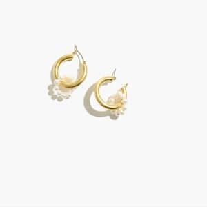 Madewell Pearl Ring Medium Hoop Earrings